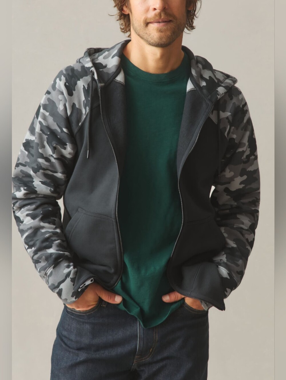 American Giant Men's Large Raglan Famo Full Zip Hoodie Sweatshirt NWOT
